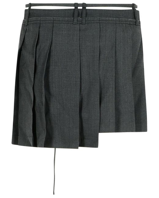 Acne Acne Studio's Donkergrijze Wol Blend Geplooide Rok in het Black