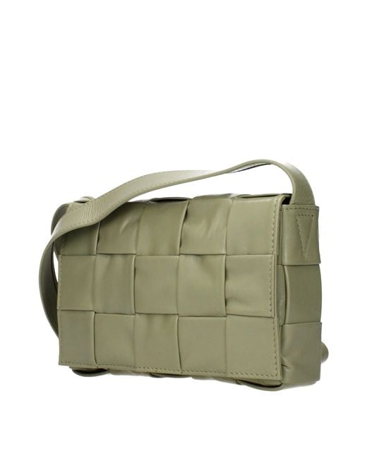 Bottega Veneta Green Cassette Crossbody Bag/Travertine Leather