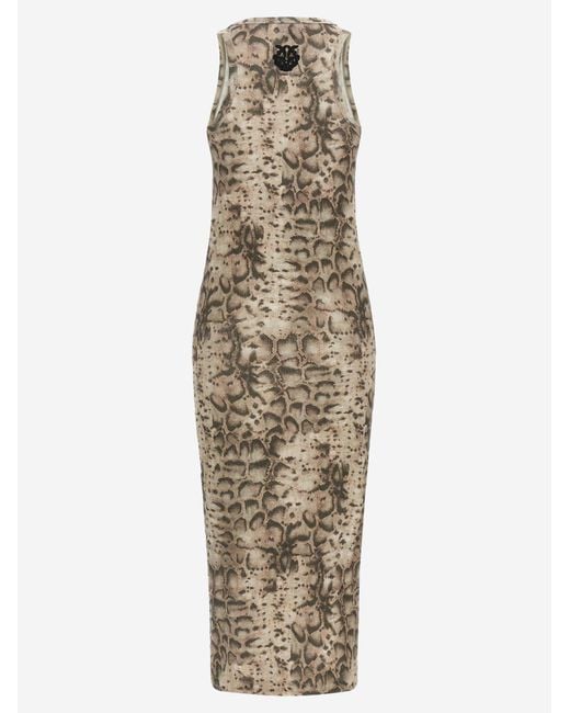 Pinko Metallic Stretch Cotton Dress With Animal Print