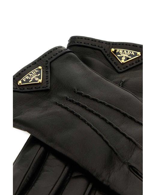 Prada Black Nappa Leather Gloves