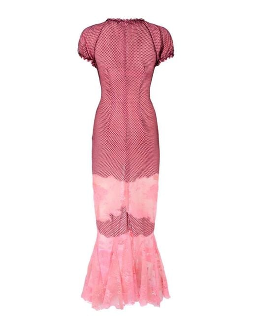 The Attico Pink Lace Midi Dress