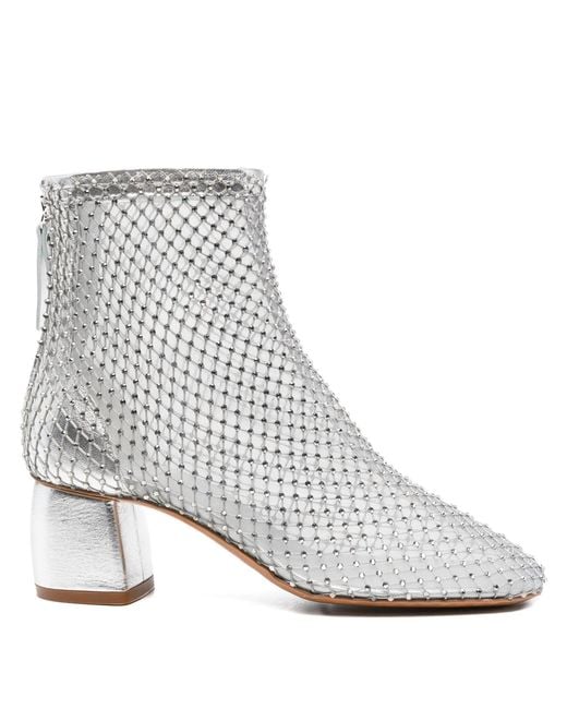 Forte_forte White Strass Mesh Chic Anckle Boots