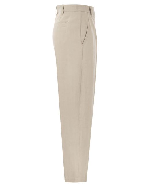 Viscosa curva y pantalones de lino Brunello Cucinelli de color Natural