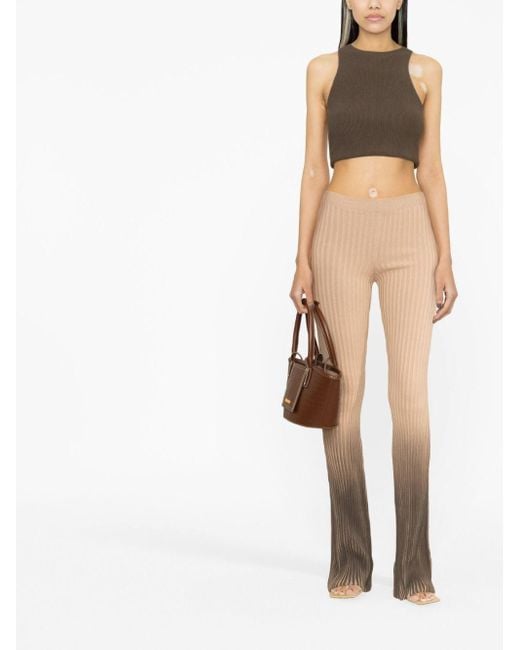 ANDREADAMO Natural Ombré-Effect Ribbed-Knit Trousers