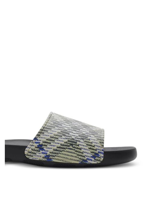 Burberry Taupe Graue Leder Vintage Check Sandalen in White für Herren