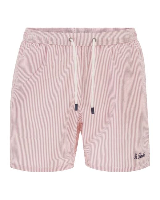 Mc2 Saint Barth Pink Striped Swim Shorts