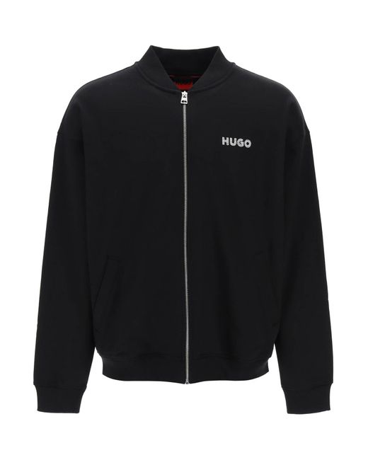 HUGO Geborduurd Logo Sweatshirt Door in het Black voor heren