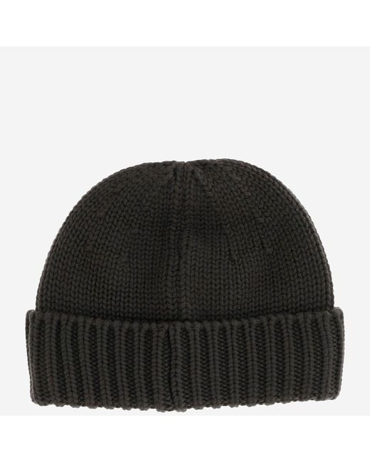 Woolrich Black Wool Beanie With Logo for men