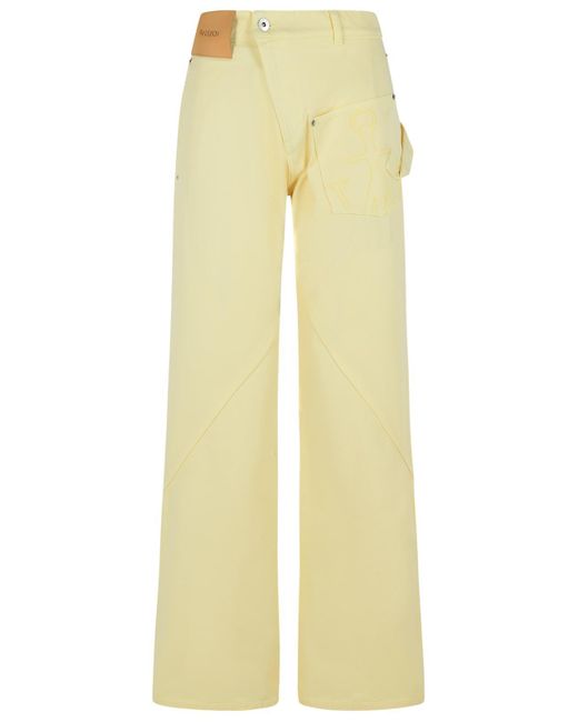 J.W. Anderson Jw Anderson Workwear 'katoenen Broek Met Geel Gedraaide Been in het Yellow