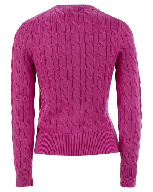 Polo Ralph Lauren Pink Plaited Cardigan With Long Sleeves