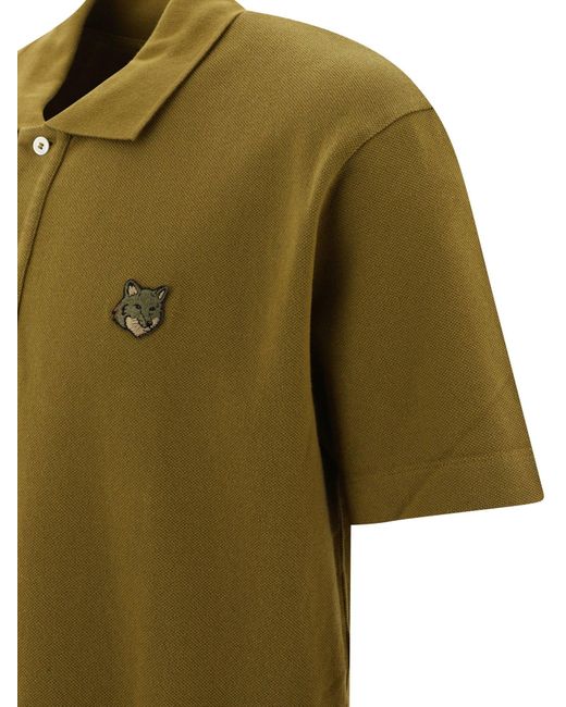 Maison Kitsuné "Tonal Fox Head" Camisa de polo Maison Kitsuné de hombre de color Green
