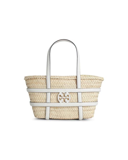 Tory Burch Small 'ella' Boodschappentas In Witte Mandstro in het White