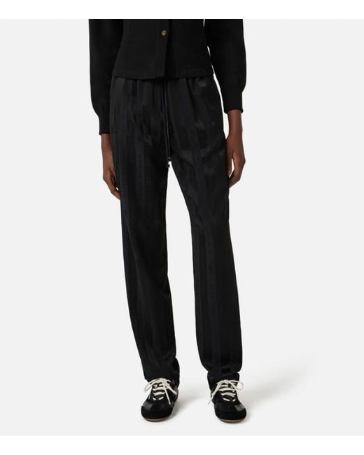 Elisabetta Franchi Blue Jacquard Striped Trousers
