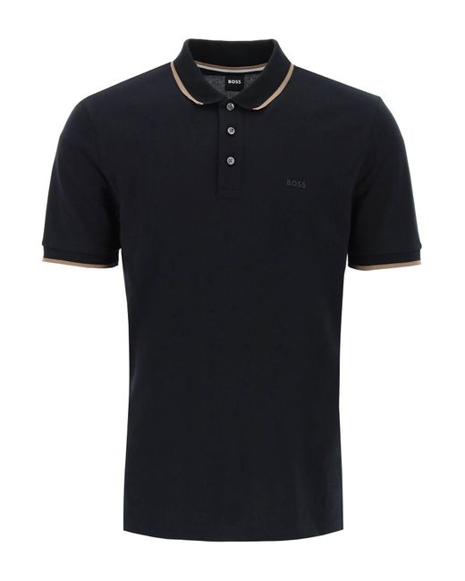 Boss Polo -Shirt mit kontrastierenden Kanten in Black für Herren