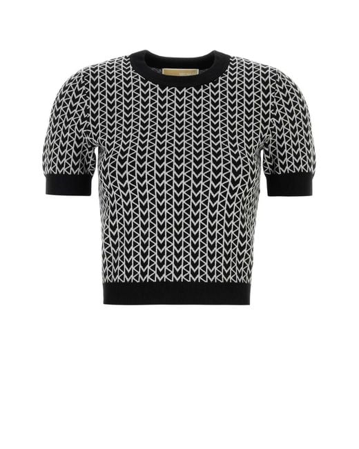 MICHAEL Michael Kors Black Embroidered Stretch Viscose Blend Sweater