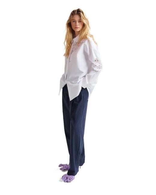 Essentiel Antwerp Blue Herb Pinstripe Trousers