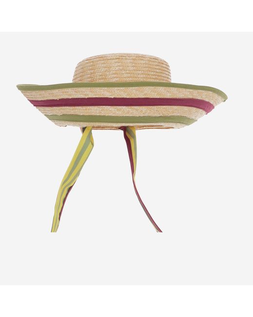 ALEXIA ALVAREZ DE TOLEDO Red Asymmetrical Raffia Hat