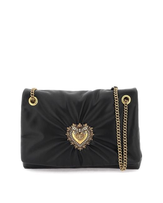 Dolce & Gabbana Black Devotion Large Shoulder Bag In Nappa Leather