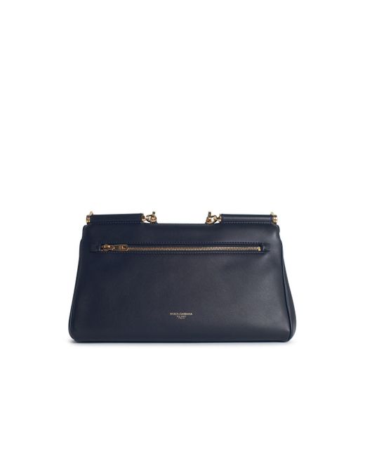 Dolce & Gabbana Blue 'My Sicily' Plongã Calf Leather Handbag