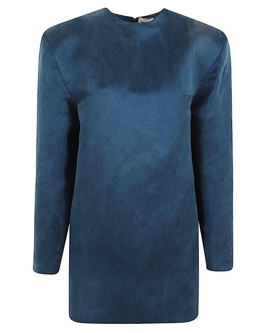 Saint Laurent Blue Round Neck Long Sleeves