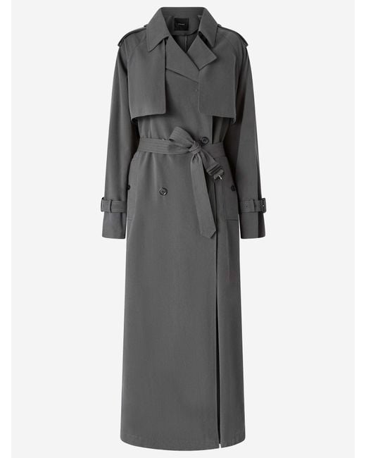 Pinko Gray Trench Toffee With Wind Flap And Belt