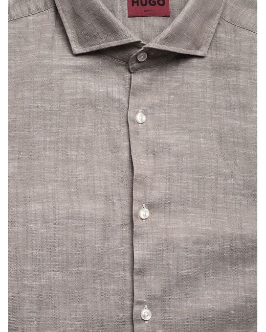 Boss Gray Cotton And Linen Shirt for men