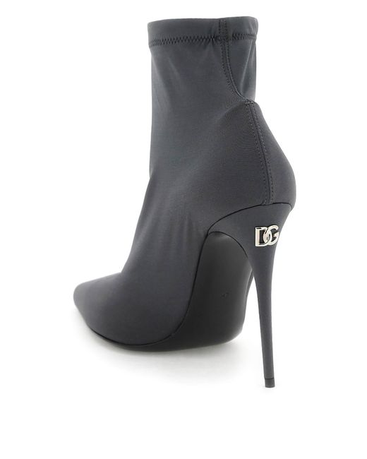 Dolce & Gabbana Stretch Jersey Ankle Boots in het Black