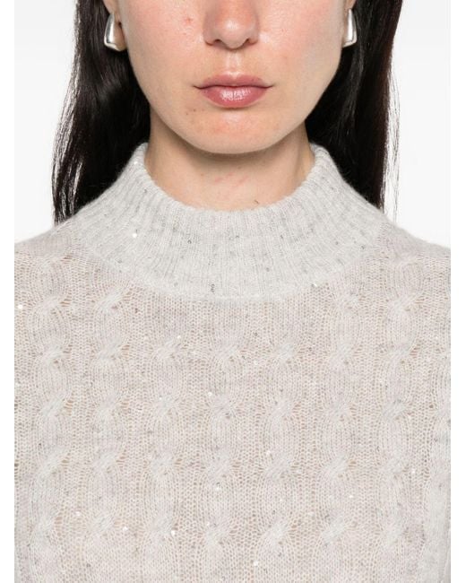 Brunello Cucinelli White Wool Knitted Jumper