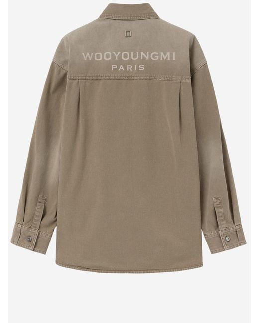 Wooyoungmi Natural Cotton Shirt With Pointed Collar And Logo Detail for men