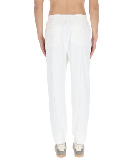Brunello Cucinelli White Cotton Jogger Pants for men