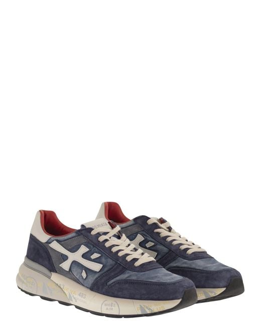 Premiata Blue Mick 8006 Sneakers With Side Logo for men