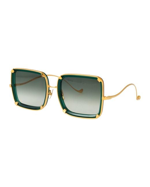 Anna Karin Karlsson Green Squared Sunglasses Moon Emerald