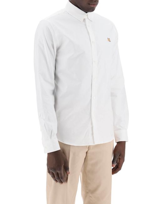 "Mini Fox Head Oxford Shirt" Maison Kitsuné pour homme en coloris White