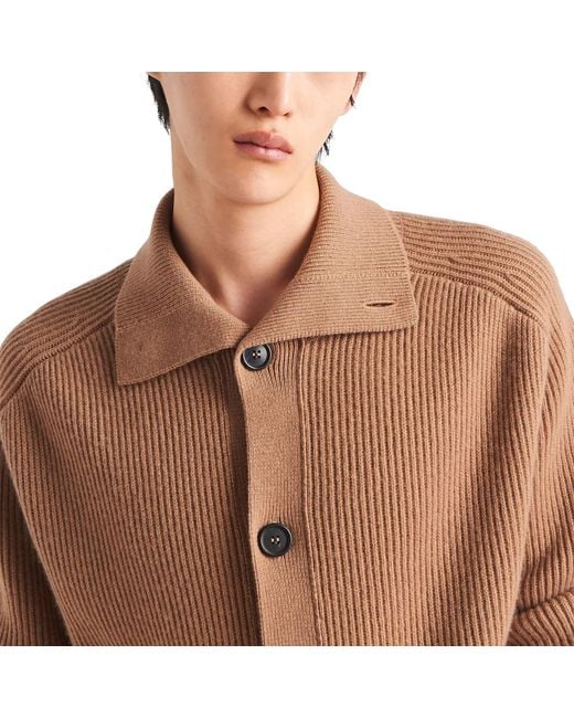 Prada Brown Cashmere Cardigan for men