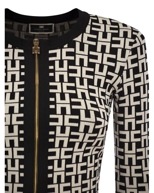 Elisabetta Franchi Elisabetta -franchi Viscose Jacquard Mini Cardigan in het Black