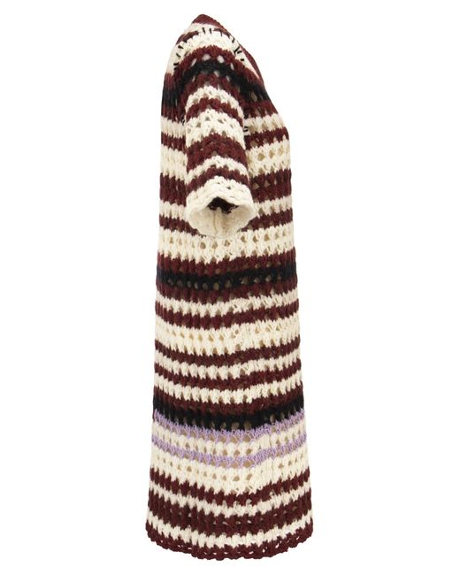 3 d Crochet Intarsia Vestido con rayas irregulares Marni de color Multicolor