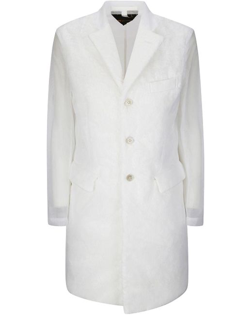 Comme des Garçons White Single-Breasted Coat