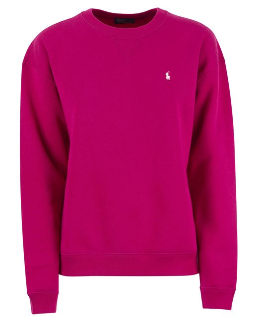 Sudadera de algodón de la tripulación de Polo Ralph Lauren de color Pink