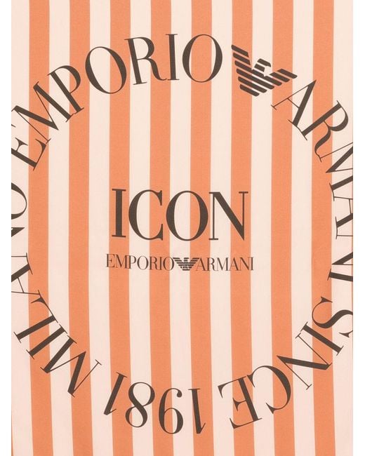 Emporio Armani Pink Striped Silk Foulard