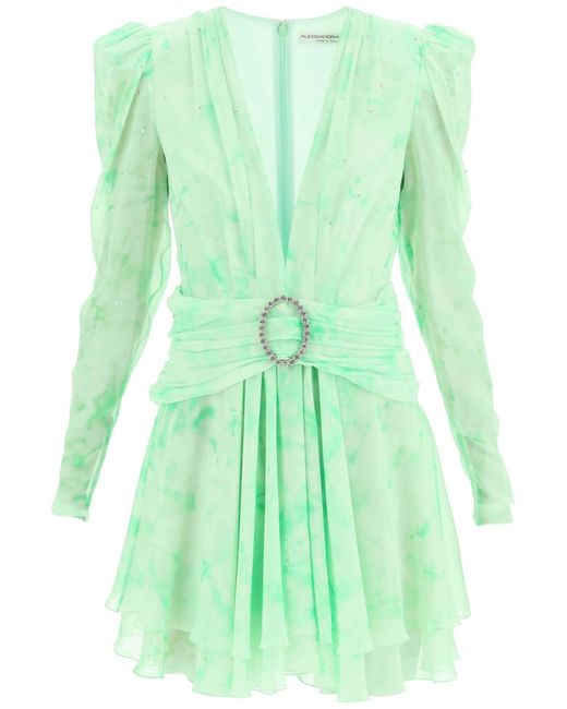 Alessandra Rich Silk Mini Dress in het Green