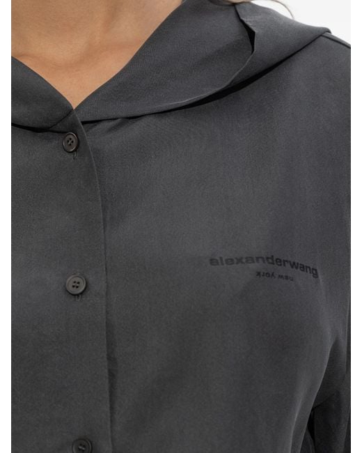 Alexander Wang Gray Buttoned Oversized Jacket