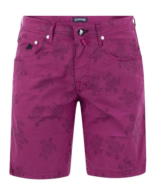 Vilebrequin Bermuda -shorts Met Ronde Des Tortues Resin Print in het Purple