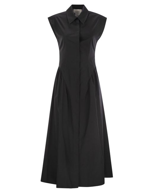 Sportmax Black Fabiana ärmellose Baumwollkleid