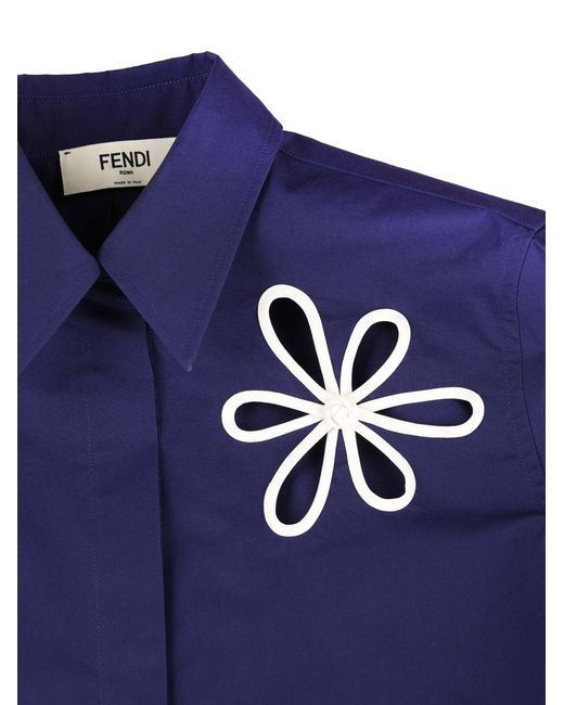Fendi Blue Cotton Shirt With Cut Out