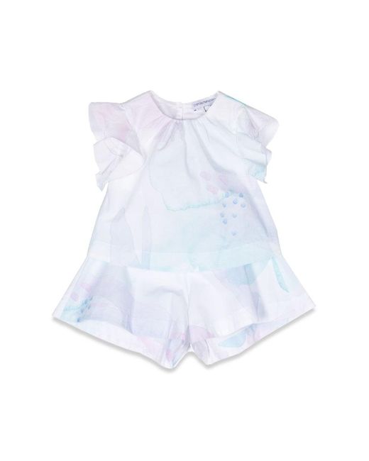 Emporio Armani White Set Top And Below Flowers