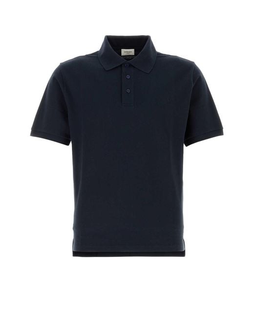 Saint Laurent Black Logo Embroidery Polo Shirt