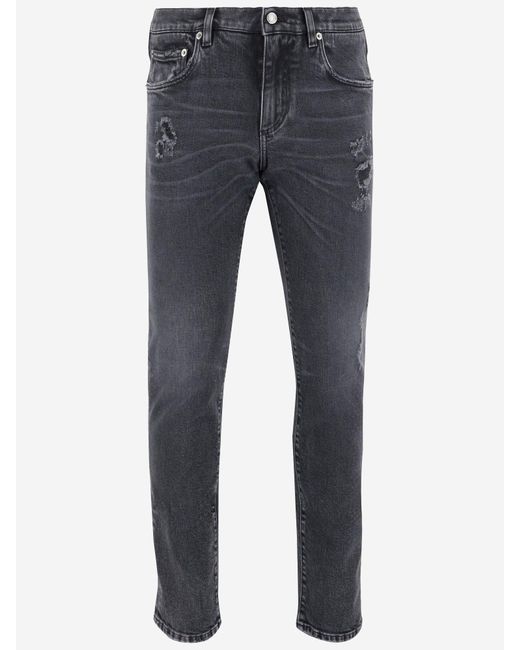 Jeans de mezclilla de algodón estirado de Dolce & Gabbana de hombre de color Blue