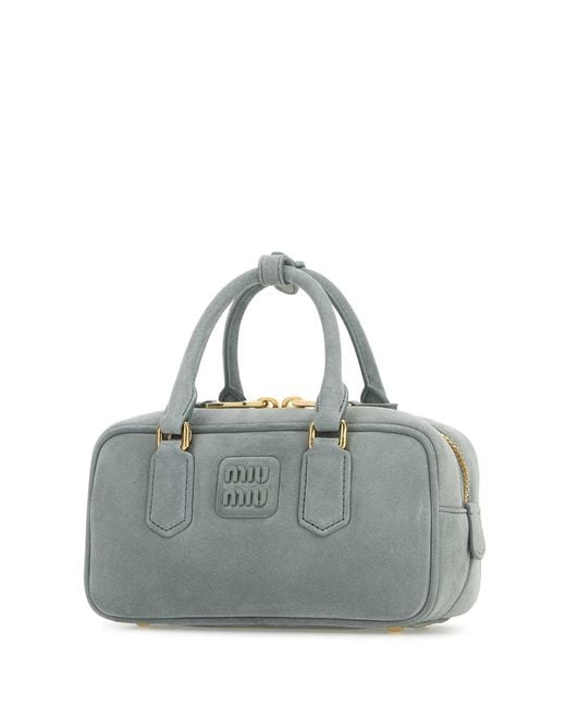 Miu Miu Gray Powder Suede Arcadie Handbag