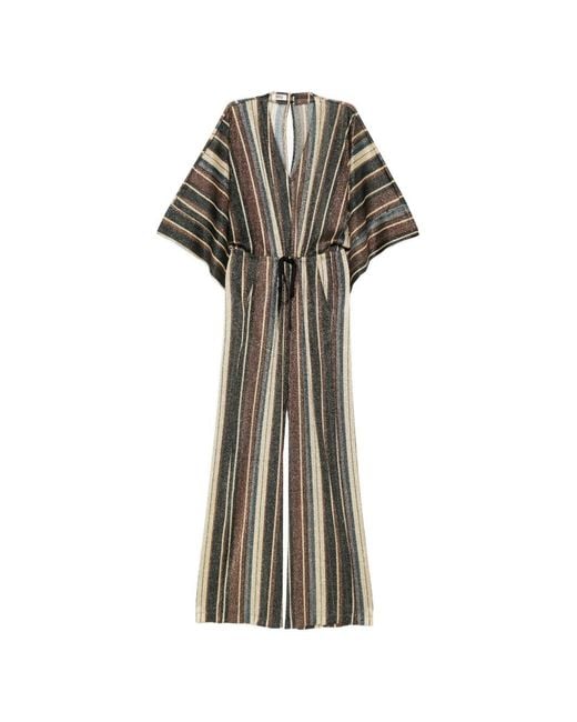 Siyu White V-Neck Short Sleeves Striped Long Jumpsuit