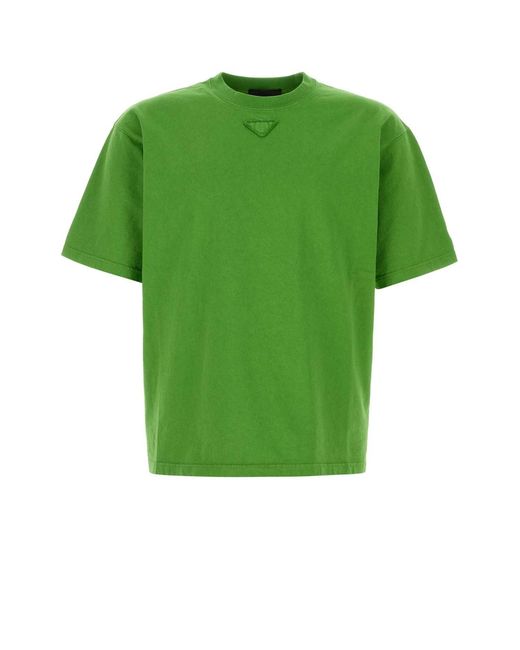 Prada Green Crew Neck T-Shirt for men